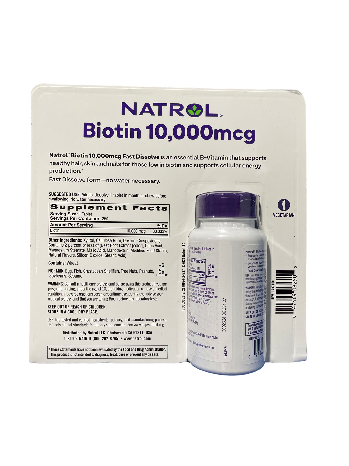 Natrol Biotin 10,000 mcg. Fast Dissolve Tablets, 250 Tablets