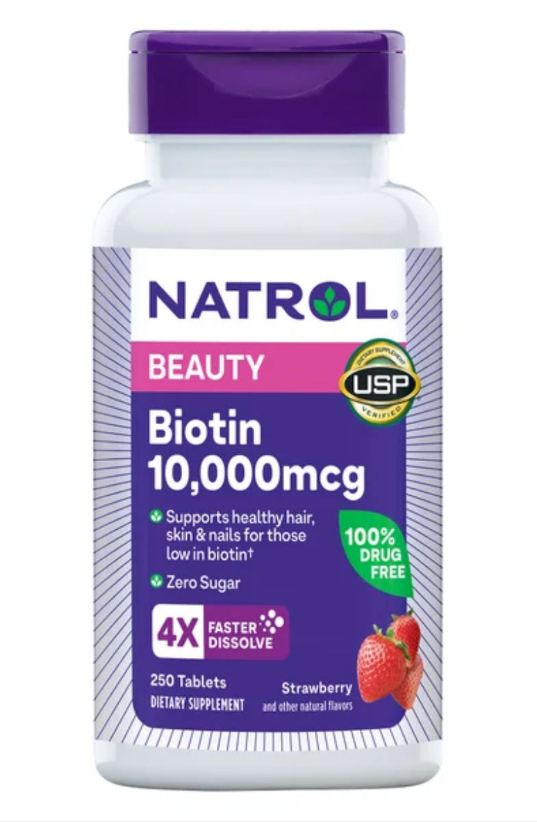 Natrol Biotin 10,000 mcg. Fast Dissolve Tablets, 250 Tablets