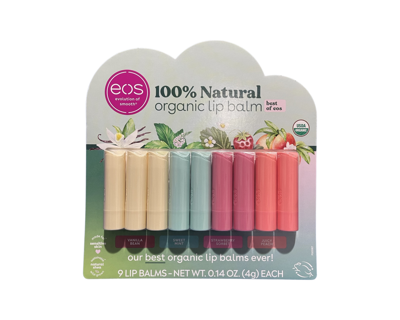 EOS 100% Natural Shea LIP BALM. 9 Lip Balms in 4 Delicious Flavors.